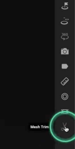 tool bar with scissor icon that says mesh trim