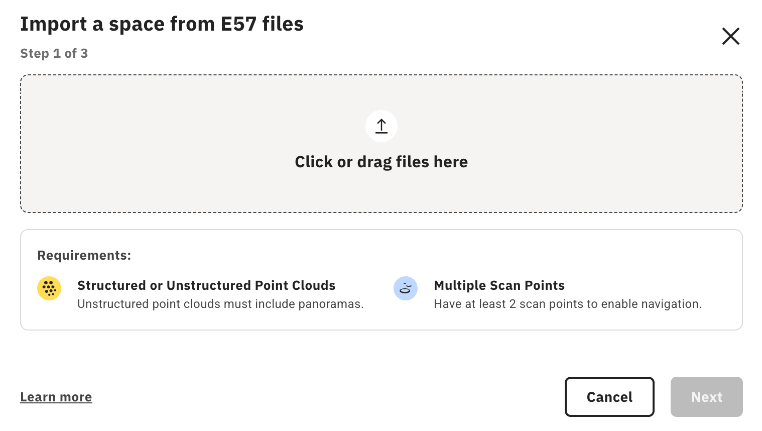 Import E57 Files (Beta)